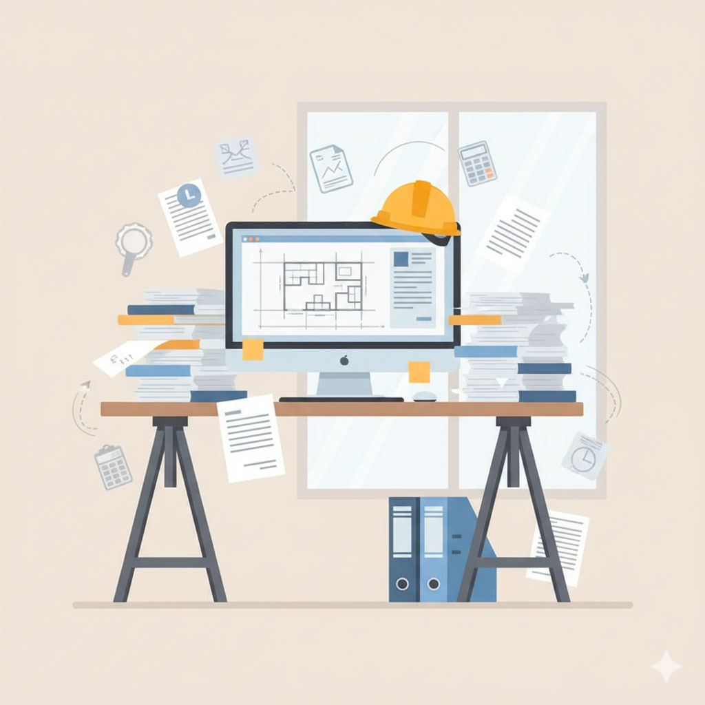 Bureau d'artisan submergé par la paperasse